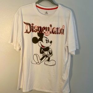 Disneyland classic Mickey tee with buffalo check embroidered lettering large